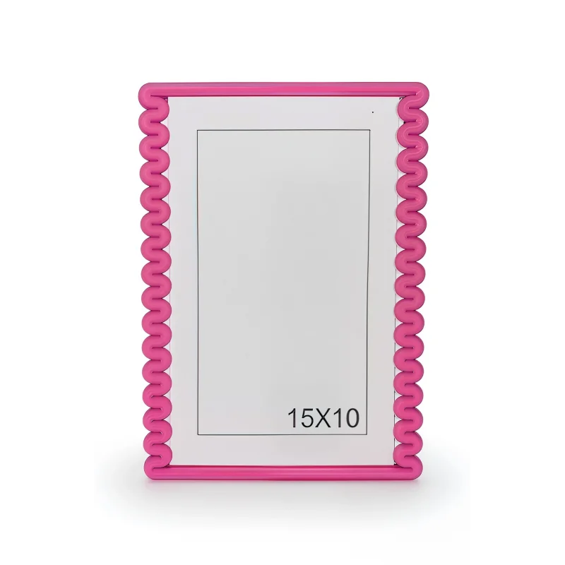 Dalga Desenli Pembe Plastik Duvar Çerçevesi 10x15 cm | Yatay ve Dikey Kullanıma Uygun