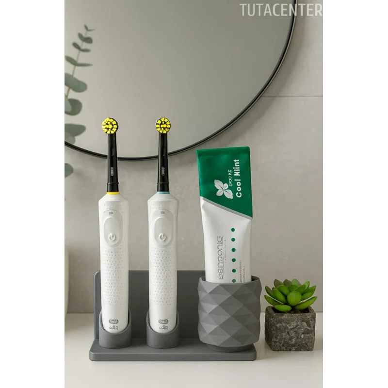 Şarjlı Ve Pilli Diş Fırçalık Tutucu Stand Beyaz (Tüm Modellere Uyumlu)