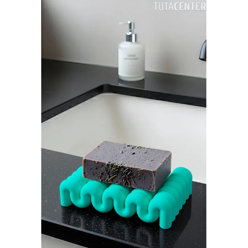 Dalga Formlu Su Tutmayan Sabunluk – Modern ve Şık Plastik Sabunluk