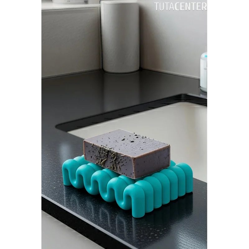 Dalga Formlu Su Tutmayan Sabunluk – Modern ve Şık Plastik Sabunluk