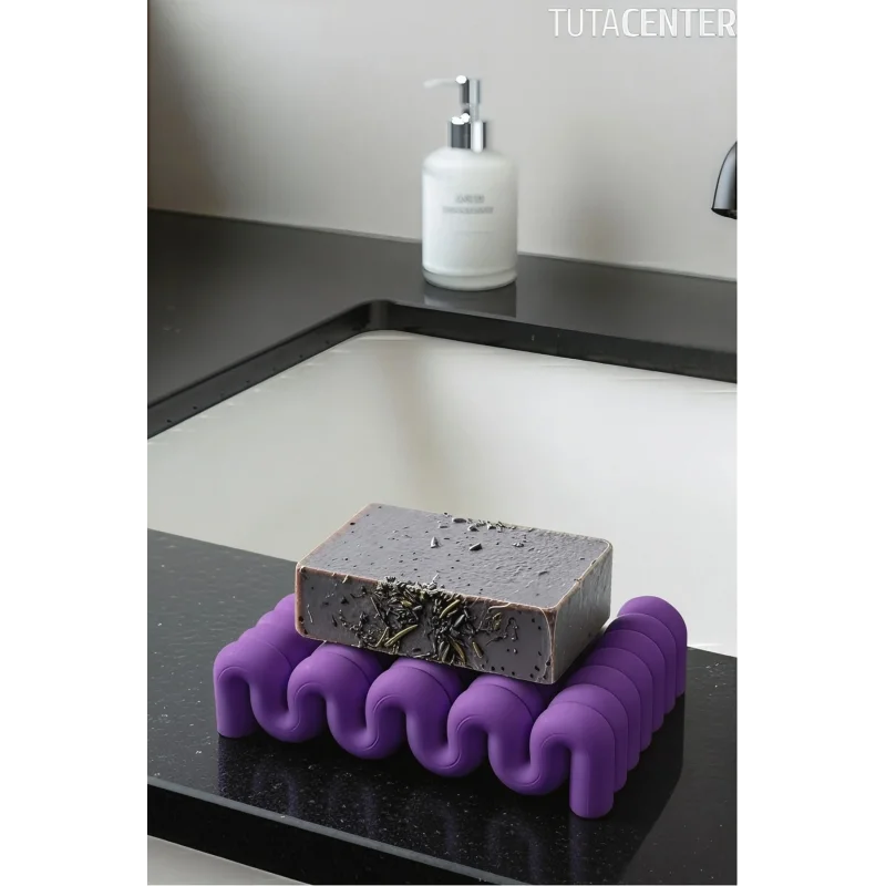 Dalga Formlu Su Tutmayan Sabunluk – Modern ve Şık Plastik Sabunluk