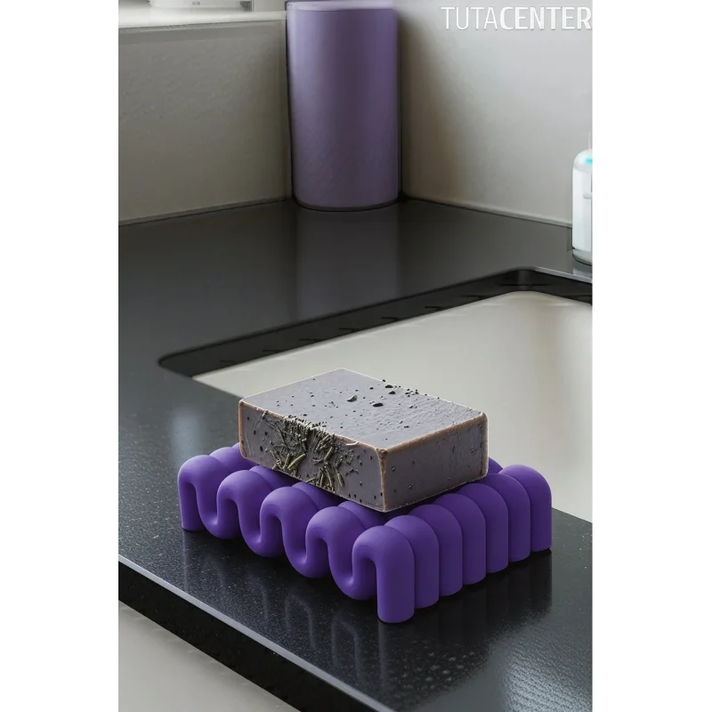 Dalga Formlu Su Tutmayan Sabunluk – Modern ve Şık Plastik Sabunluk