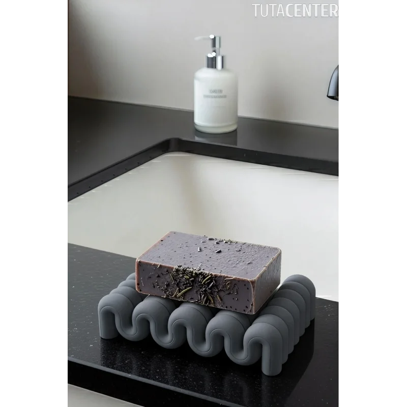 Dalga Formlu Su Tutmayan Sabunluk – Modern ve Şık Plastik Sabunluk