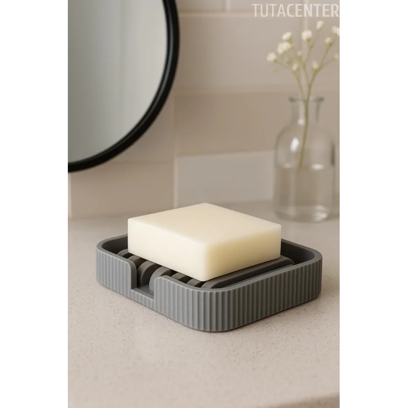Modern Çizgi Formlu Su Tutmayan Sabunluk – Modern ve Şık Plastik Sabunluk