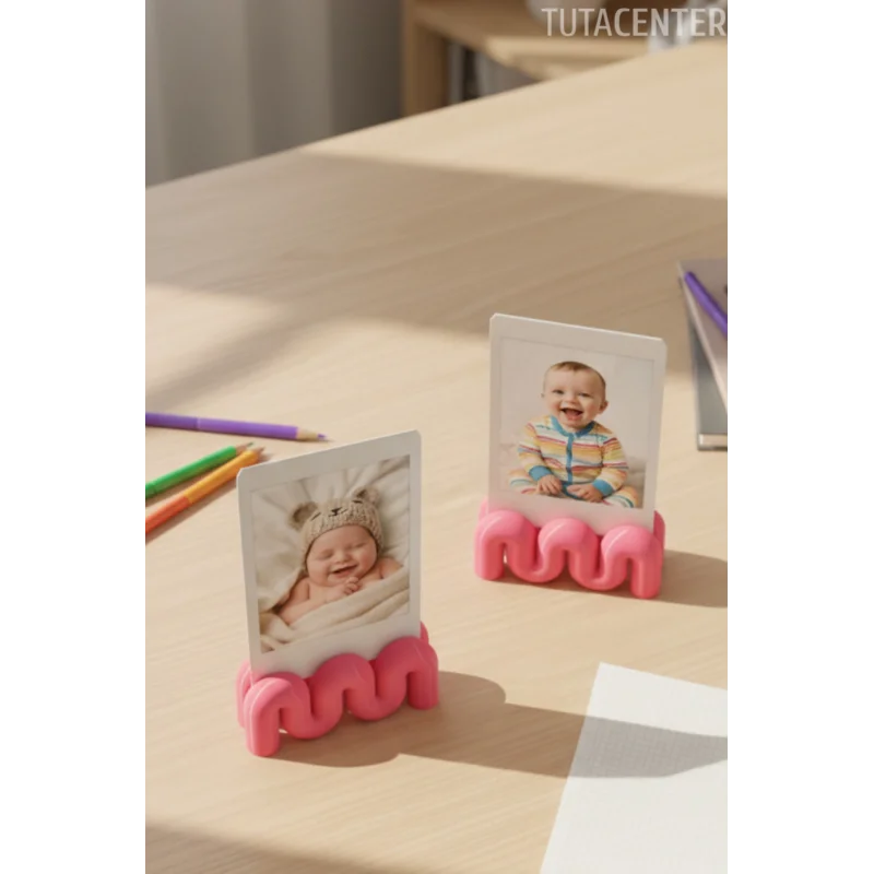Dalga Formlu Dekoratif Fotoğraf Tutucu, Kart Tutucu, Mini Fotoğraf Tutucu 2 Adet