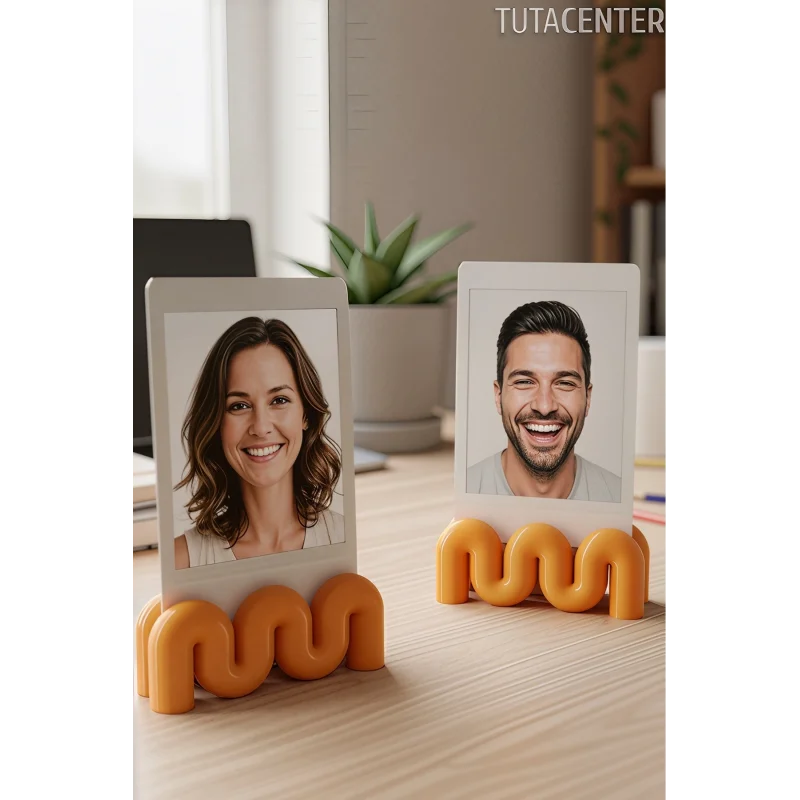Dalga Formlu Dekoratif Fotoğraf Tutucu, Kart Tutucu, Mini Fotoğraf Tutucu 2 Adet