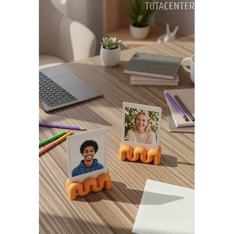 Dalga Formlu Dekoratif Fotoğraf Tutucu, Kart Tutucu, Mini Fotoğraf Tutucu 2 Adet