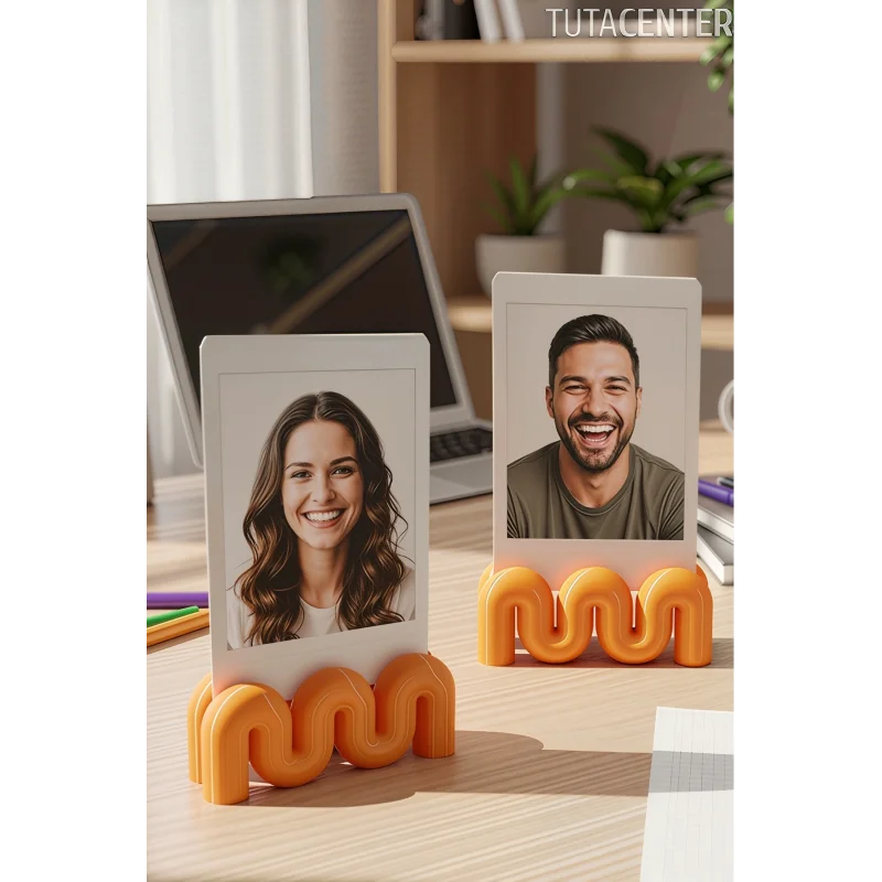 Dalga Formlu Dekoratif Fotoğraf Tutucu, Kart Tutucu, Mini Fotoğraf Tutucu 2 Adet
