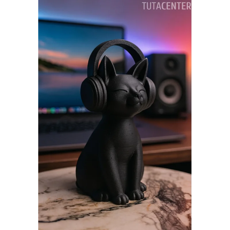 KULAKLIK TAKMIŞ KEDİ BİBLO MODERN BİBLO 15 CM PLASTİK