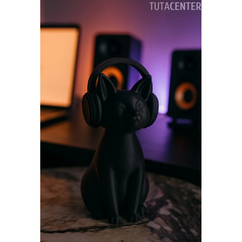 KULAKLIK TAKMIŞ KEDİ BİBLO MODERN BİBLO 15 CM PLASTİK