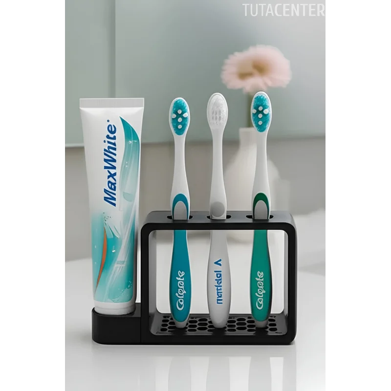 Diş Fırçalık Standı Lavabo Üstü (3 Fırçalık) (1 Macunluk)
