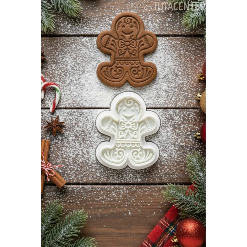 Yılbaşı Temalı Zencefilli Adam Kurabiye Kalıbı - 2 Parça Noel Temalı Plastik Kurabiye Kesici