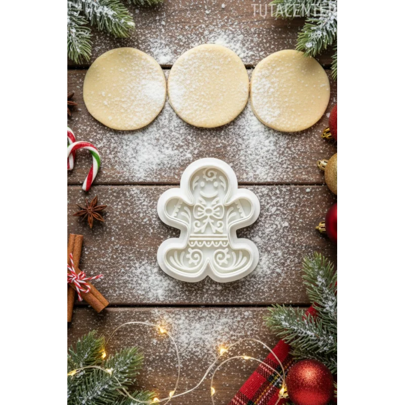 Yılbaşı Temalı Zencefilli Adam Kurabiye Kalıbı - 2 Parça Noel Temalı Plastik Kurabiye Kesici