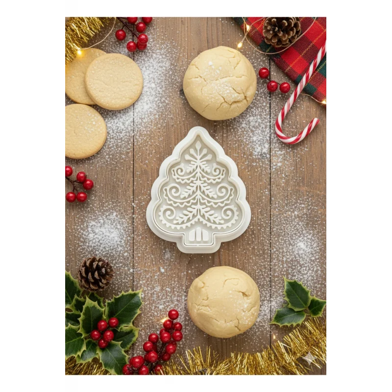 Yılbaşı Temalı Noel Ağacı Kurabiye Kalıbı - 2 Parça Noel Temalı Plastik Kurabiye Kesici