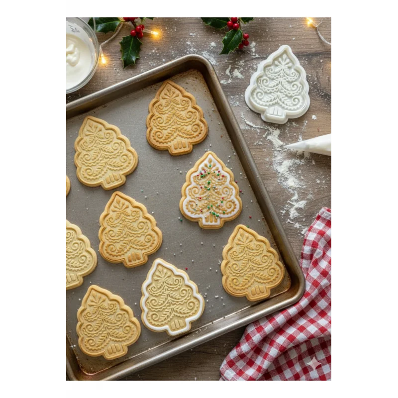 Yılbaşı Temalı Noel Ağacı Kurabiye Kalıbı - 2 Parça Noel Temalı Plastik Kurabiye Kesici