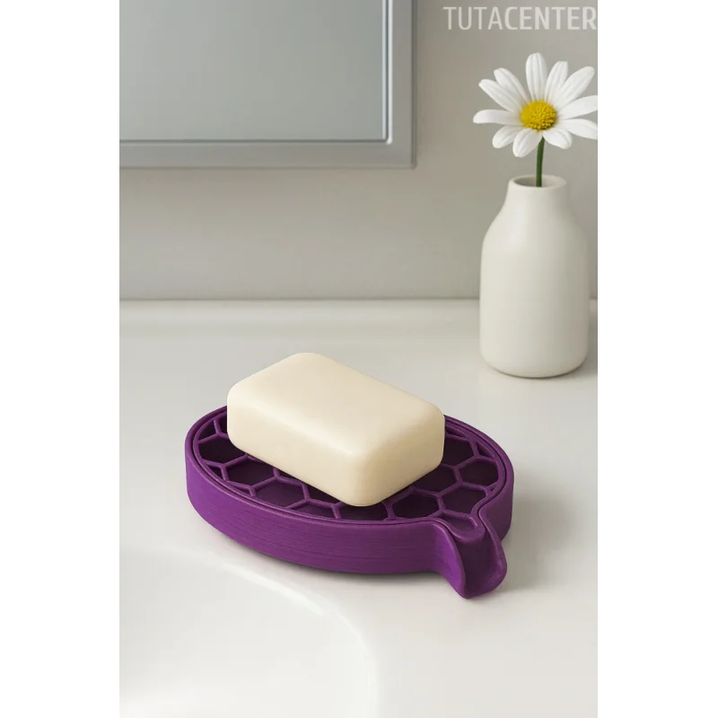 Petek Desenli Su Tahliyeli Sabunluk Standı Modern Banyo Standı