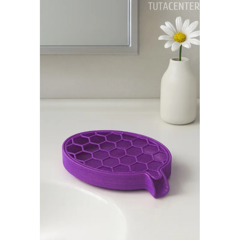 Petek Desenli Su Tahliyeli Sabunluk Standı Modern Banyo Standı