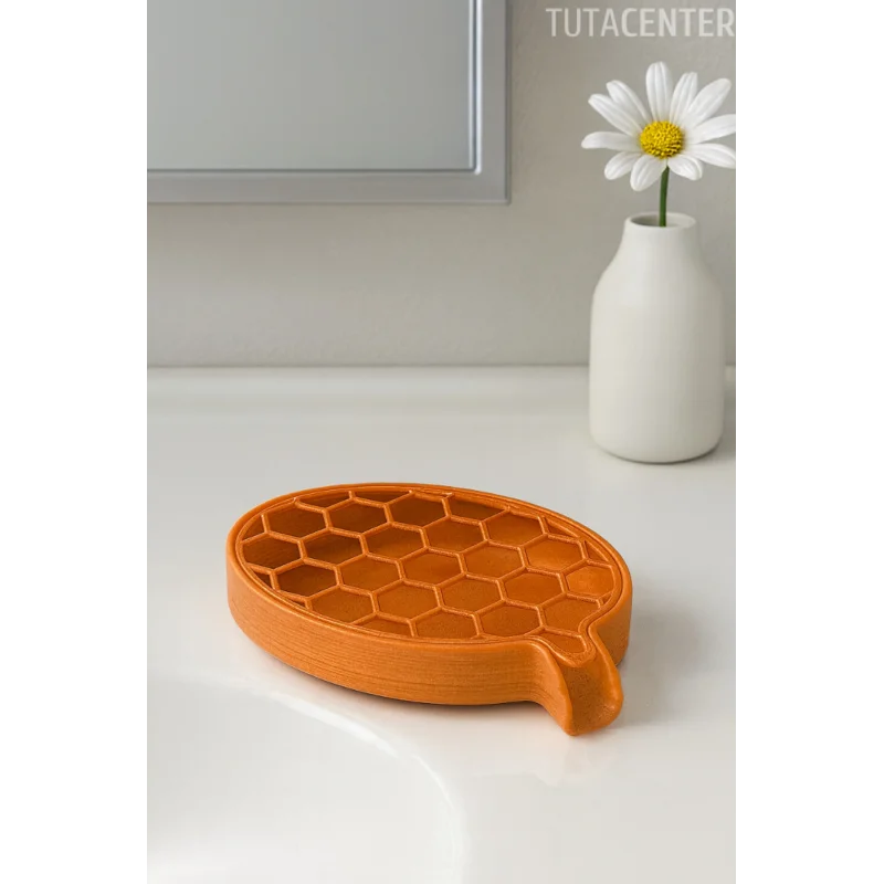 Petek Desenli Su Tahliyeli Sabunluk Standı Modern Banyo Standı