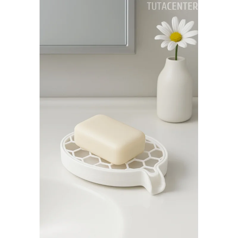 Petek Desenli Su Tahliyeli Sabunluk Standı Modern Banyo Standı