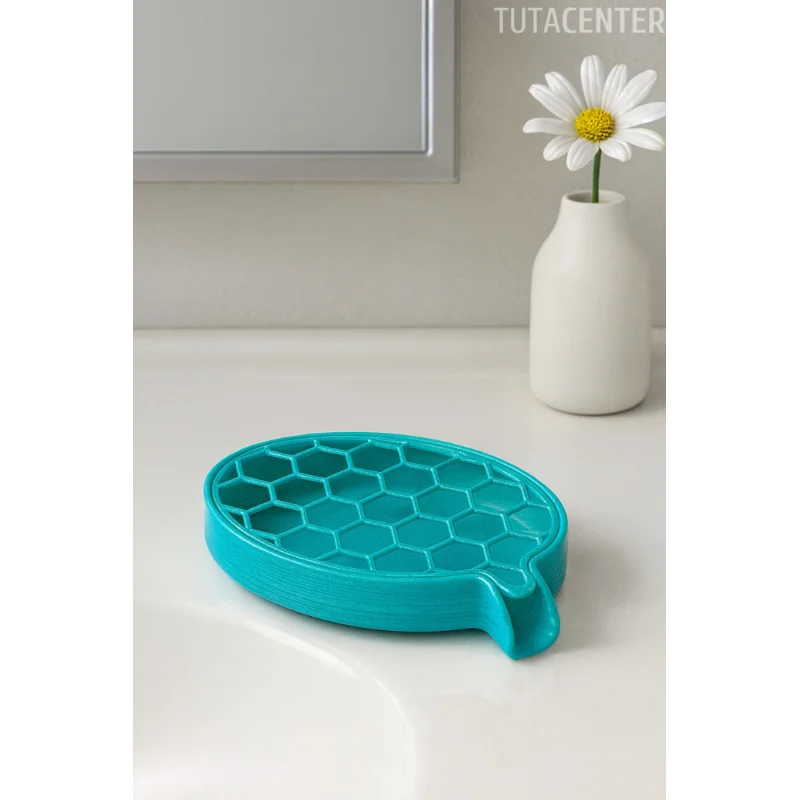 Petek Desenli Su Tahliyeli Sabunluk Standı Modern Banyo Standı