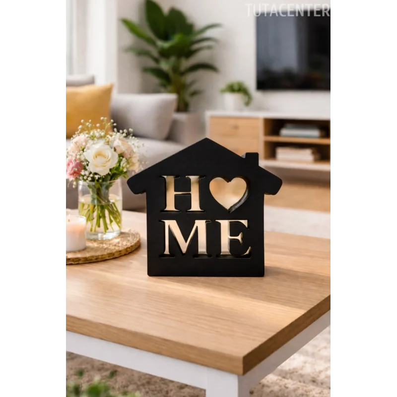 Dekoratif Ev Şeklinde Home Yazısı Home Yazılı Dekoratif Biblo Ve Masaüstü Dekor (Plastik)