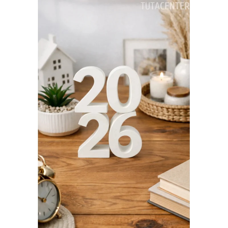 2026 Yazılı Dekoratif Biblo Ve Masaüstü Dekor 2026 Yazısı Dekoratif Ev Süsü (Plastik)