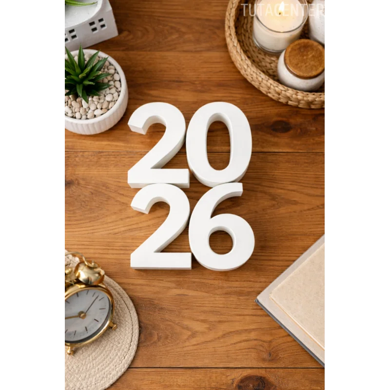 2026 Yazılı Dekoratif Biblo Ve Masaüstü Dekor 2026 Yazısı Dekoratif Ev Süsü (Plastik)