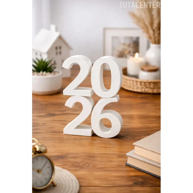 2026 Yazılı Dekoratif Biblo Ve Masaüstü Dekor 2026 Yazısı Dekoratif Ev Süsü (Plastik)