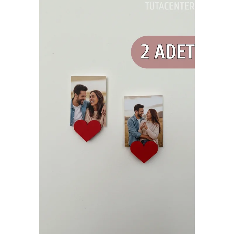 Yapışkanlı Kalp Şekilli Fotoğraf Tutucu - Romantik Tasarım Fotoğraf Tutucu - Sevgili Fotoğraf Tutucu