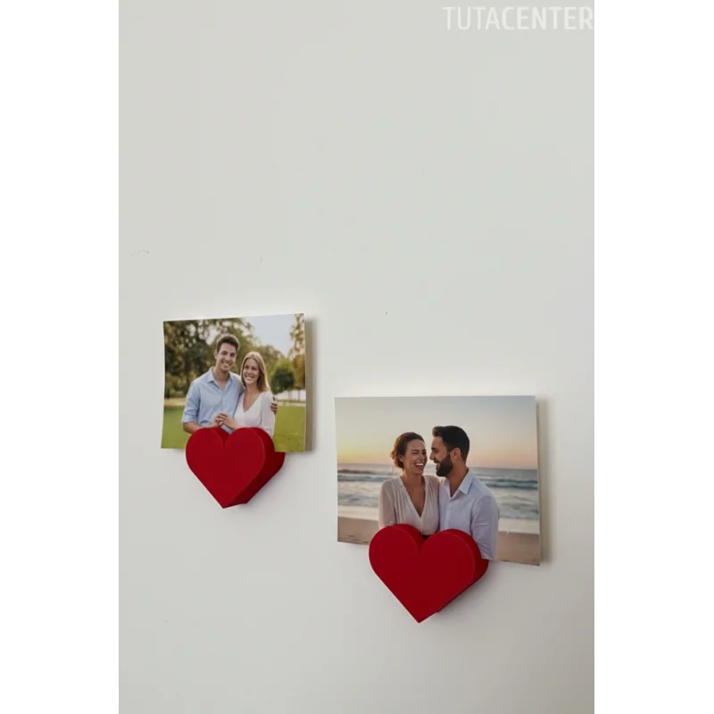 Yapışkanlı Kalp Şekilli Fotoğraf Tutucu - Romantik Tasarım Fotoğraf Tutucu - Sevgili Fotoğraf Tutucu