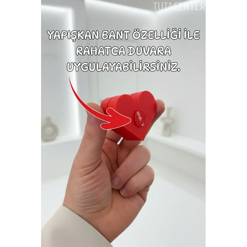 Yapışkanlı Kalp Şekilli Fotoğraf Tutucu - Romantik Tasarım Fotoğraf Tutucu - Sevgili Fotoğraf Tutucu