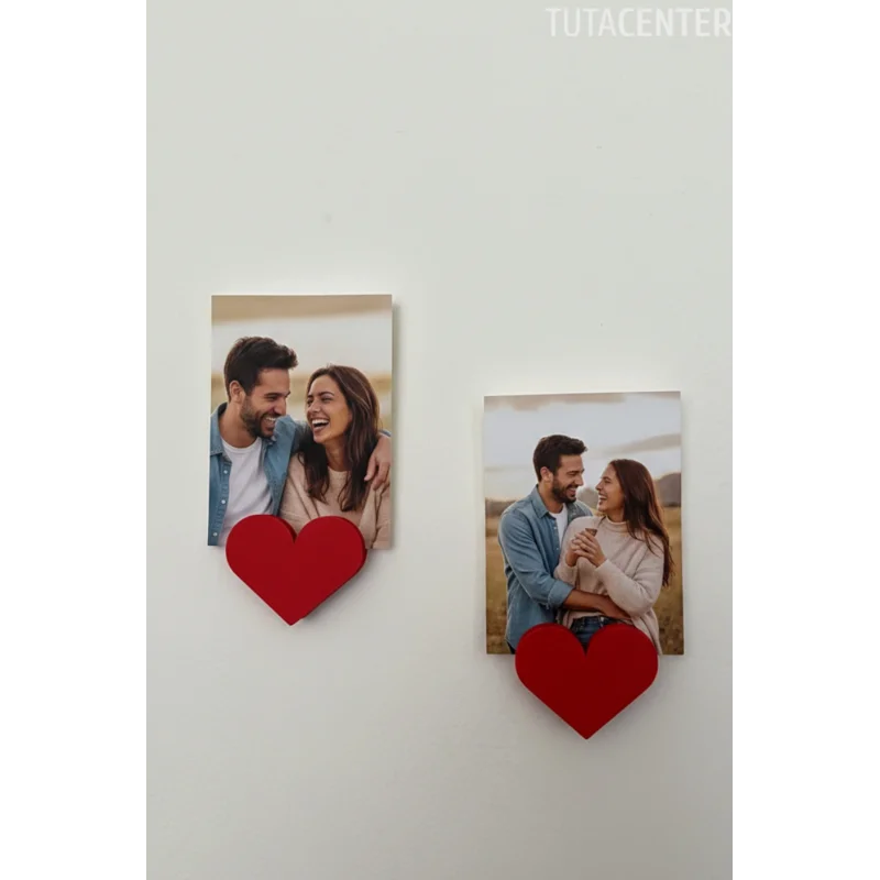 Yapışkanlı Kalp Şekilli Fotoğraf Tutucu - Romantik Tasarım Fotoğraf Tutucu - Sevgili Fotoğraf Tutucu