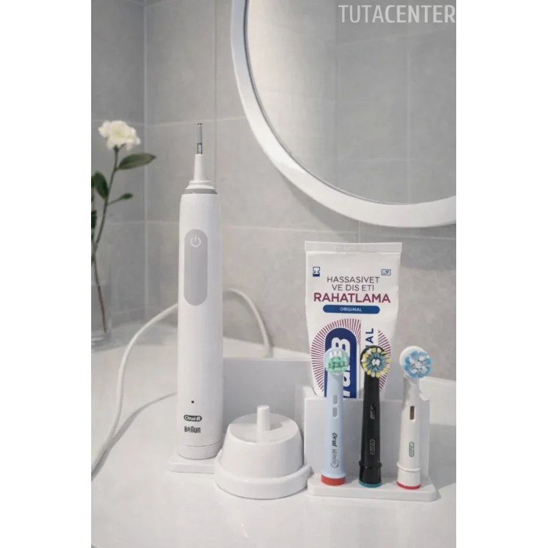 Şarjlı Diş Fırçası Standı – 3 Başlık + 1 Fırça + 1 Şarj Standı Yuvası + 1 Macunluk