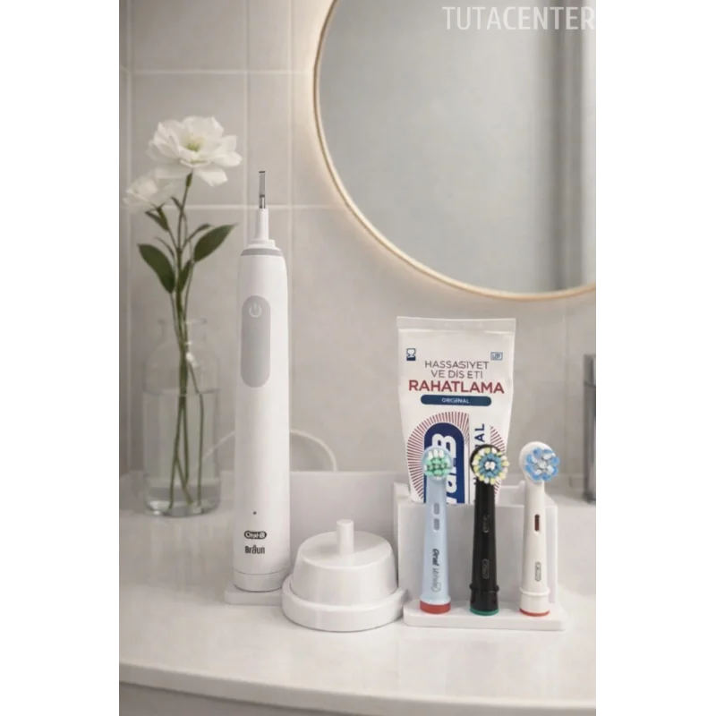 Şarjlı Diş Fırçası Standı – 3 Başlık + 1 Fırça + 1 Şarj Standı Yuvası + 1 Macunluk