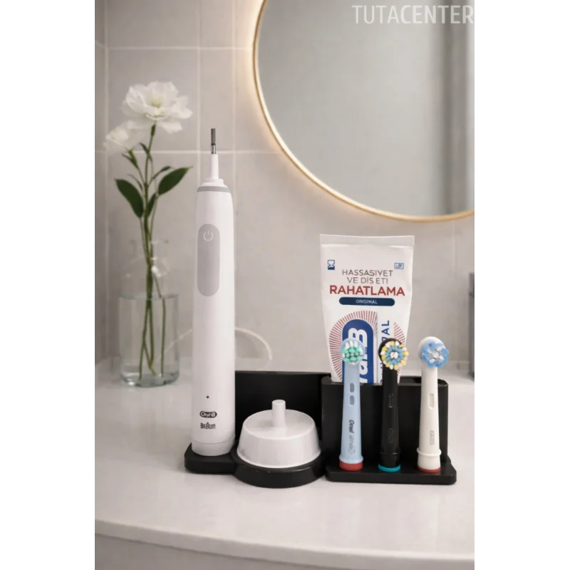 Şarjlı Diş Fırçası Standı – 3 Başlık + 1 Fırça + 1 Şarj Standı Yuvası + 1 Macunluk