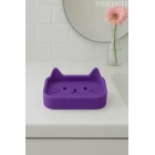 Kedi Sabunluk Standı – Su Tahliyeli, Dayanıklı Plastik Banyo Ürünü