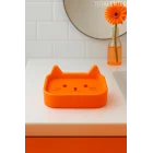 Kedi Sabunluk Standı – Su Tahliyeli, Dayanıklı Plastik Banyo Ürünü