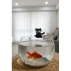 Balık Tutan Kedi Fanus Aksesuarı | Fanus Uyumlu Dekoratif Kedi Figürü | Mini Sevimli Fanus Dekoru