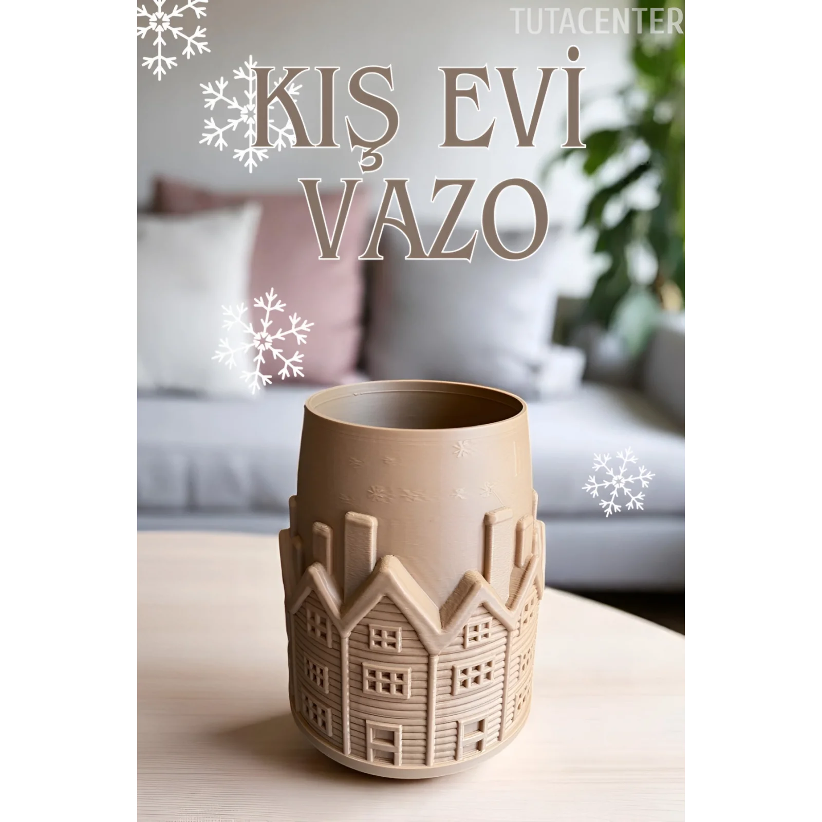 DEKORATİF KIŞ EVİ VAZO 15CM