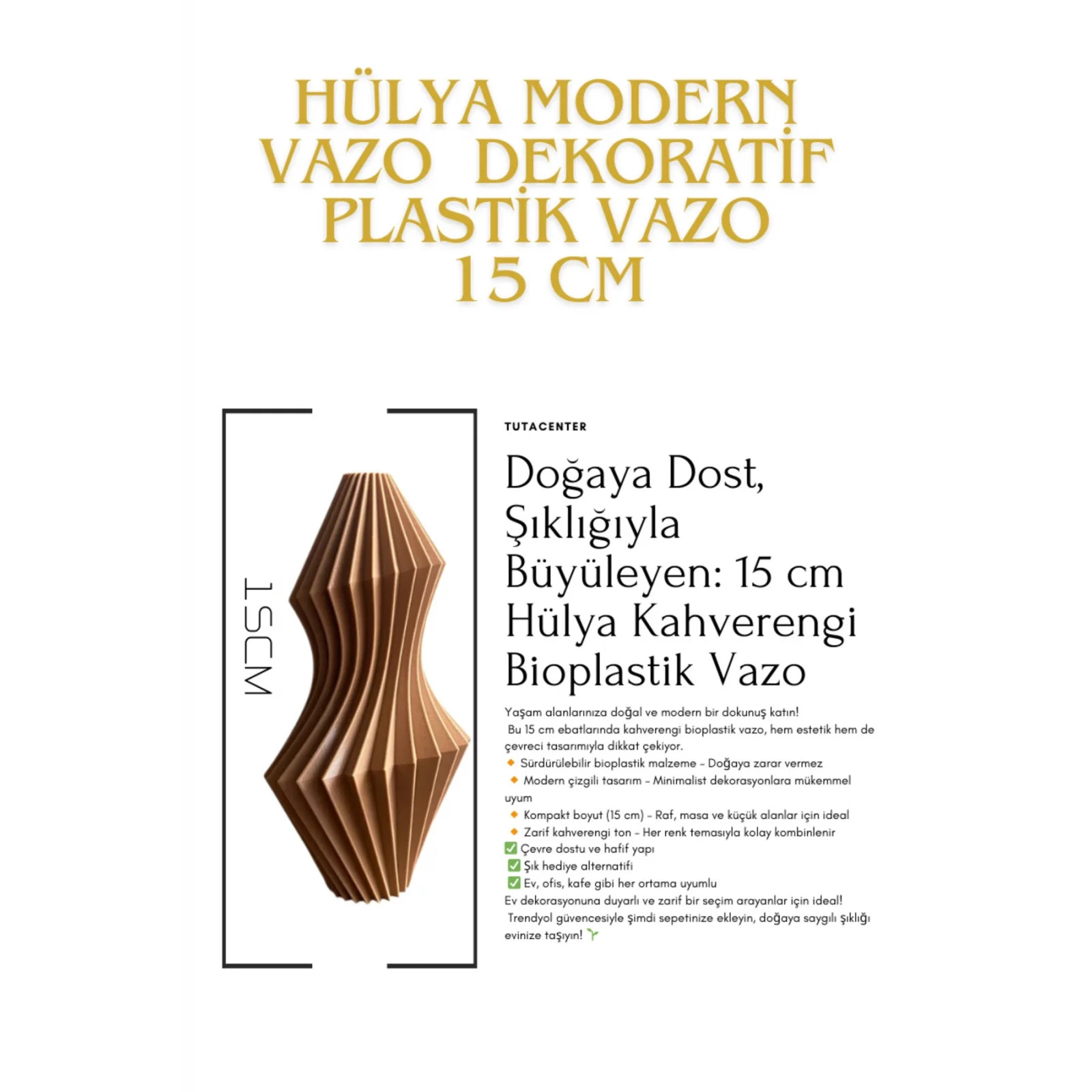 Hülya Modern Vazo ( Dekoratif Plastik Vazo ) 15 Cm