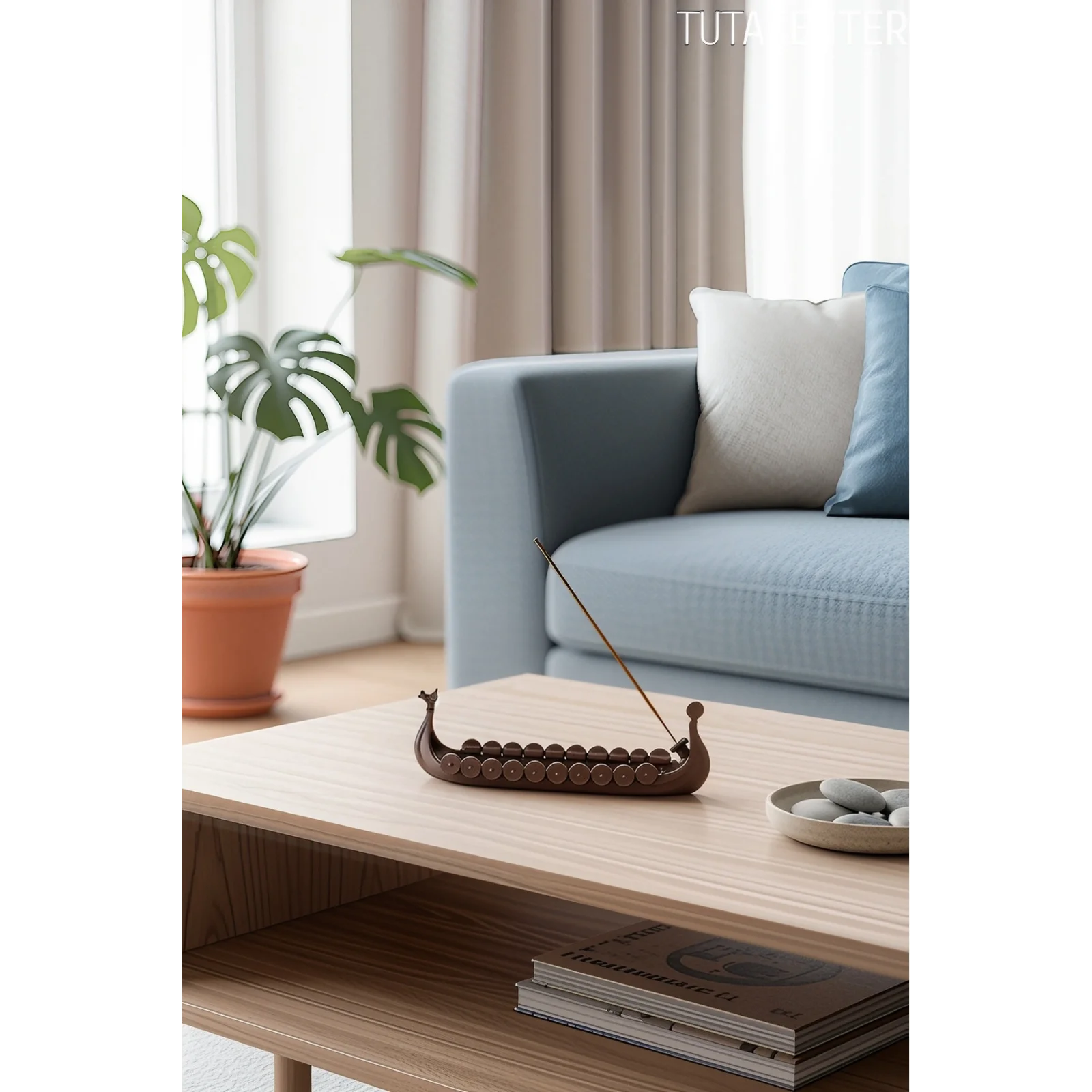 Viking Gemisi Modeli Tütsülük | Dekoratif Plastik Tütsülük | Nordic Tarz Ev Aksesuarı