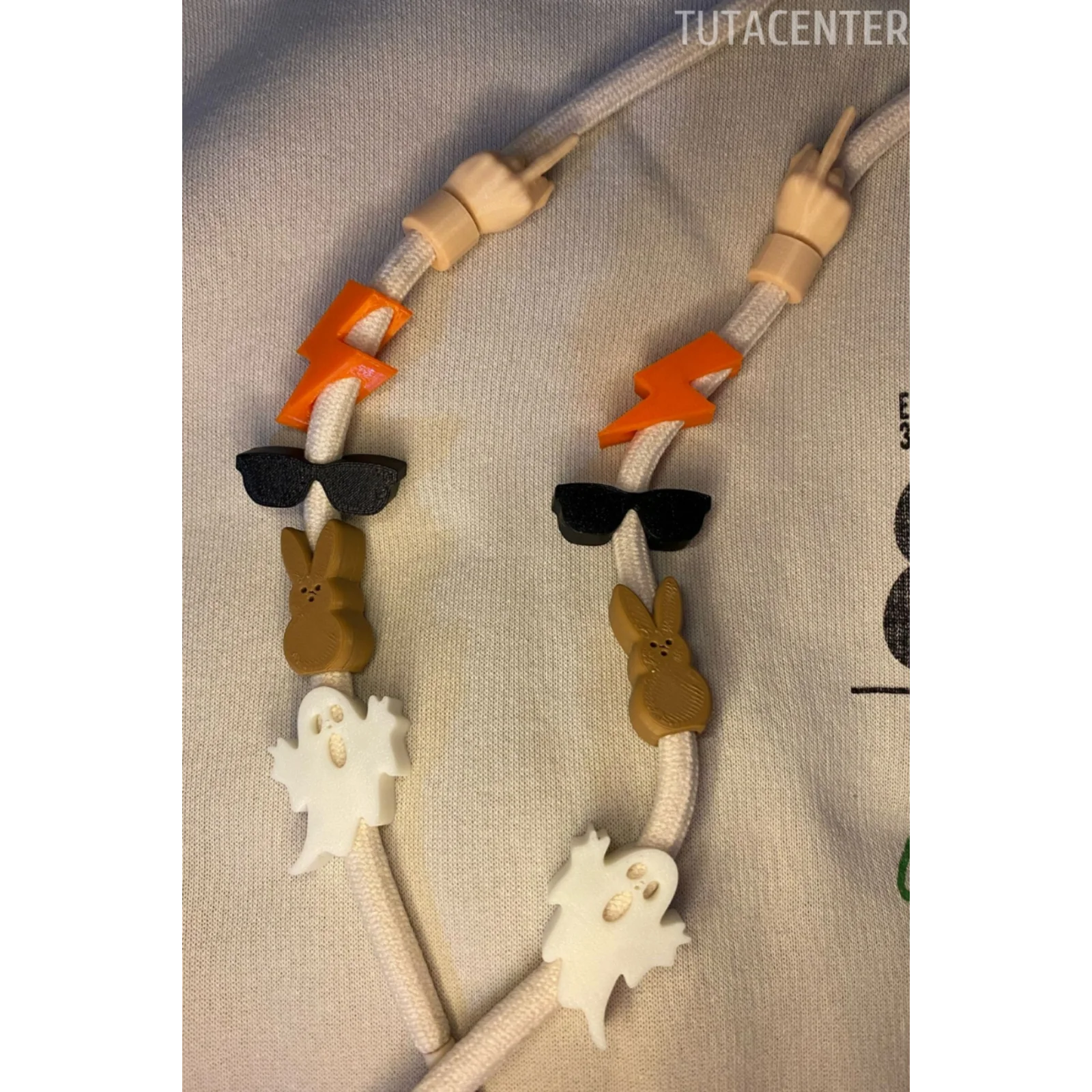 Yıldırım, Hayalet, Gözlük, Orta parmak, Playboy Tavşan Şekilli Bağcık İp Süsü 10 ADET Karışık Set