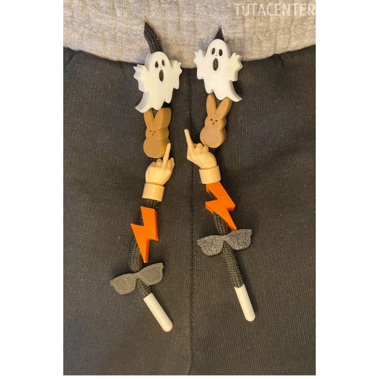 Yıldırım, Hayalet, Gözlük, Orta parmak, Playboy Tavşan Şekilli Bağcık İp Süsü 10 ADET Karışık Set