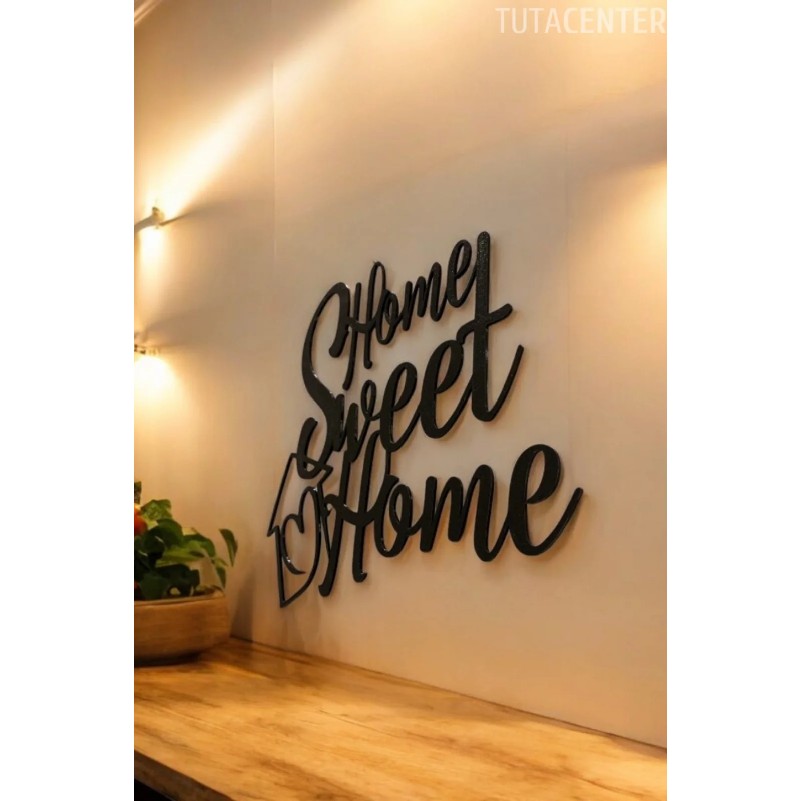 Dekoratif Home Sweet Home Yazısı - Modern Tasarım Duvar Yazısı 20x20cm