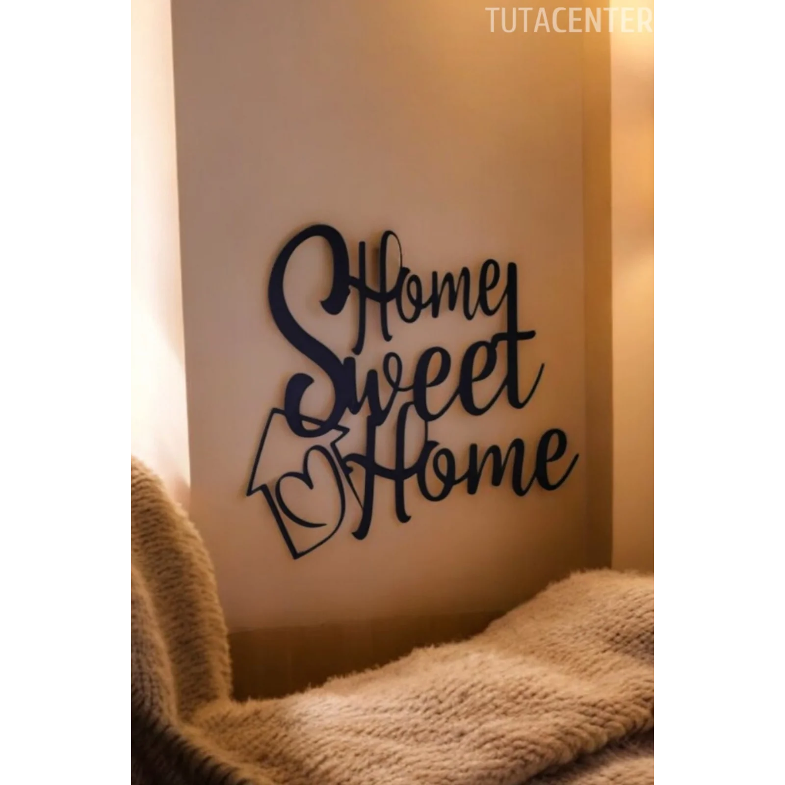 Dekoratif Home Sweet Home Yazısı - Modern Tasarım Duvar Yazısı 20x20cm