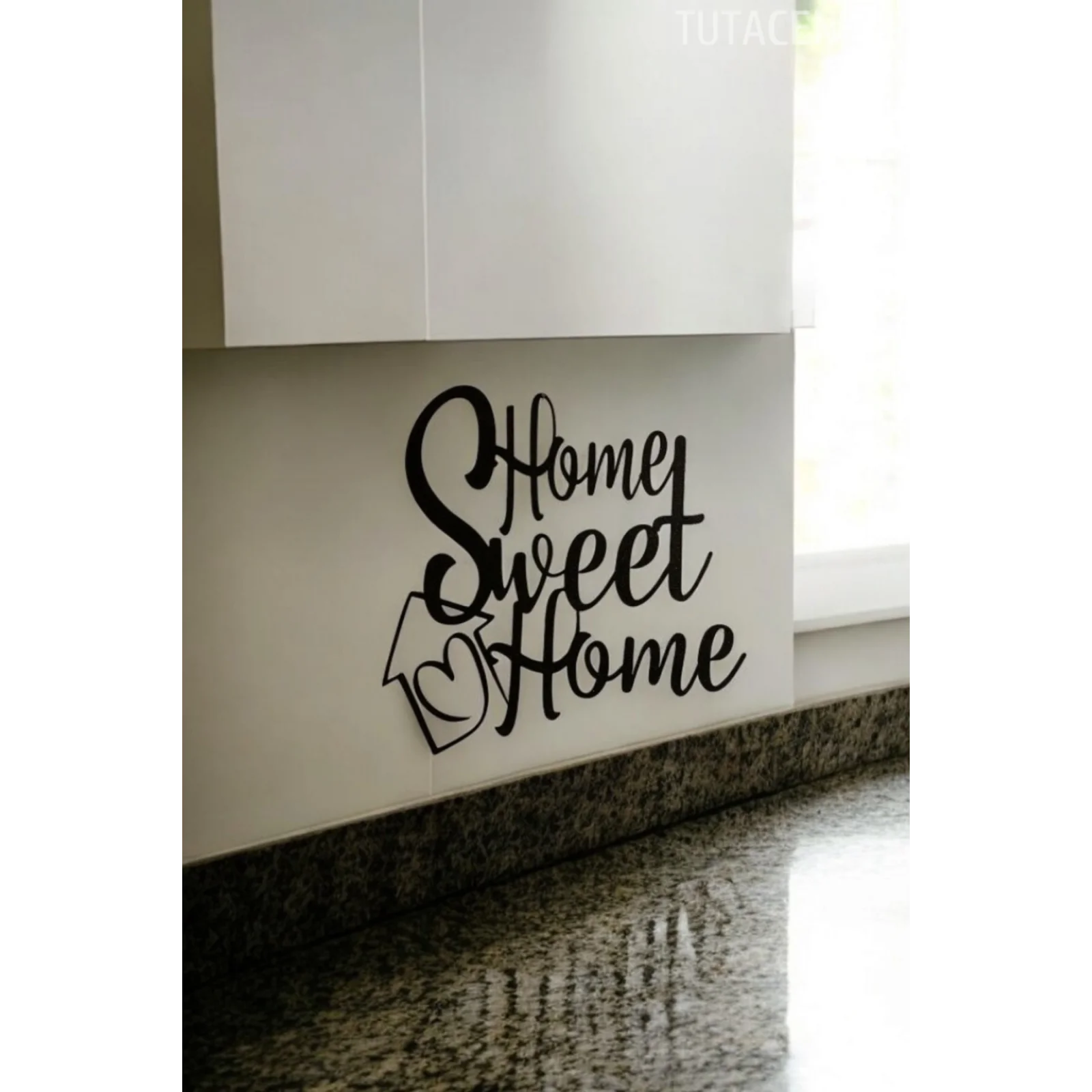 Dekoratif Home Sweet Home Yazısı - Modern Tasarım Duvar Yazısı 20x20cm