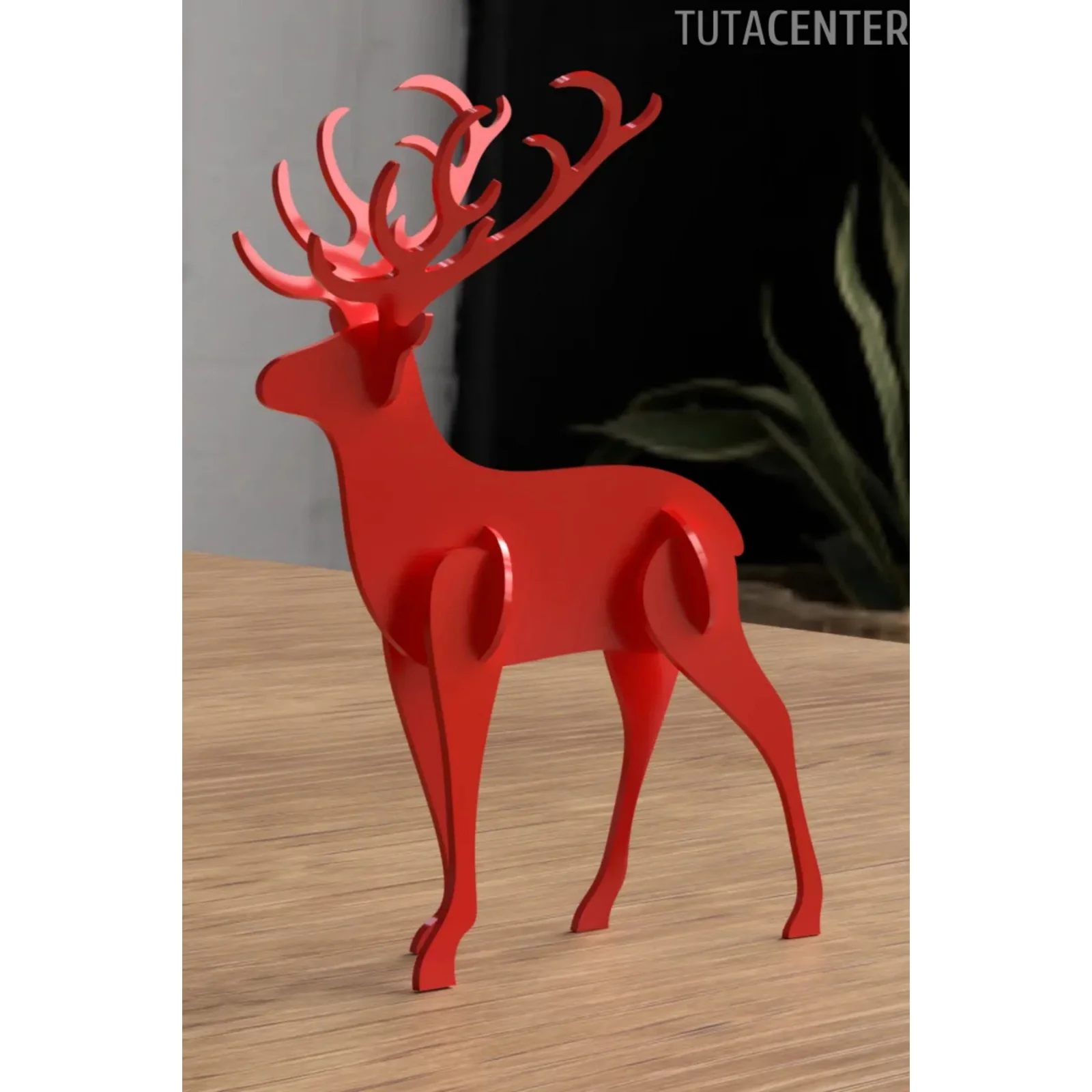 Kırmızı Geyik Kit Card Demonte 3D Yapboz 1 Adet