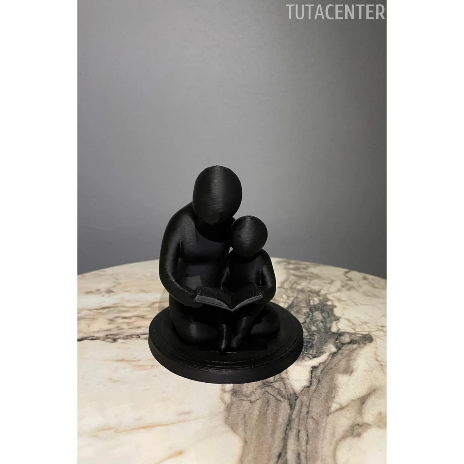 Baba Ve Çocuk Birlikte Kitap Okumak Dekoratif Biblo Baba Sevgisi Figür