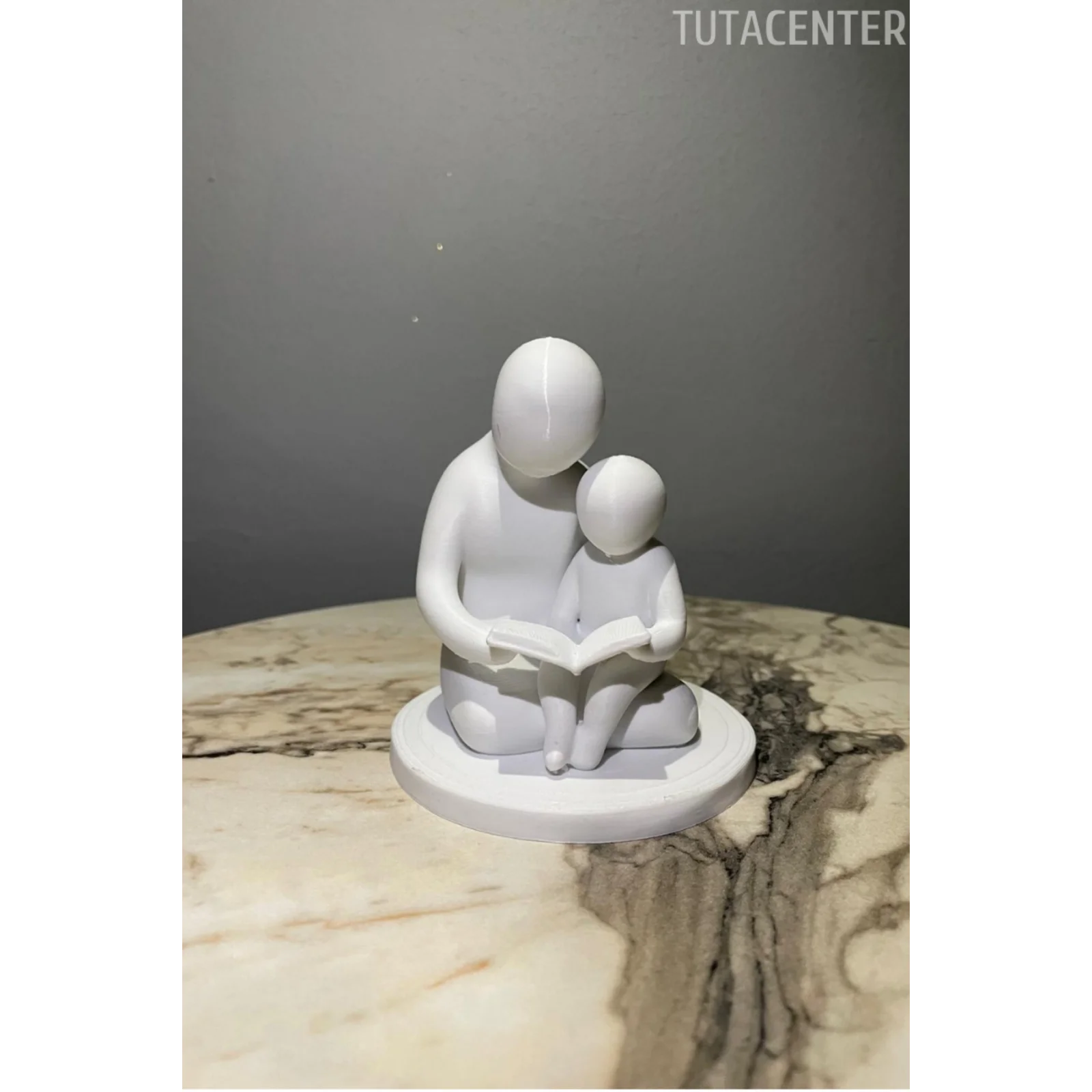 Baba Ve Çocuk Birlikte Kitap Okumak Dekoratif Biblo Baba Sevgisi Figür