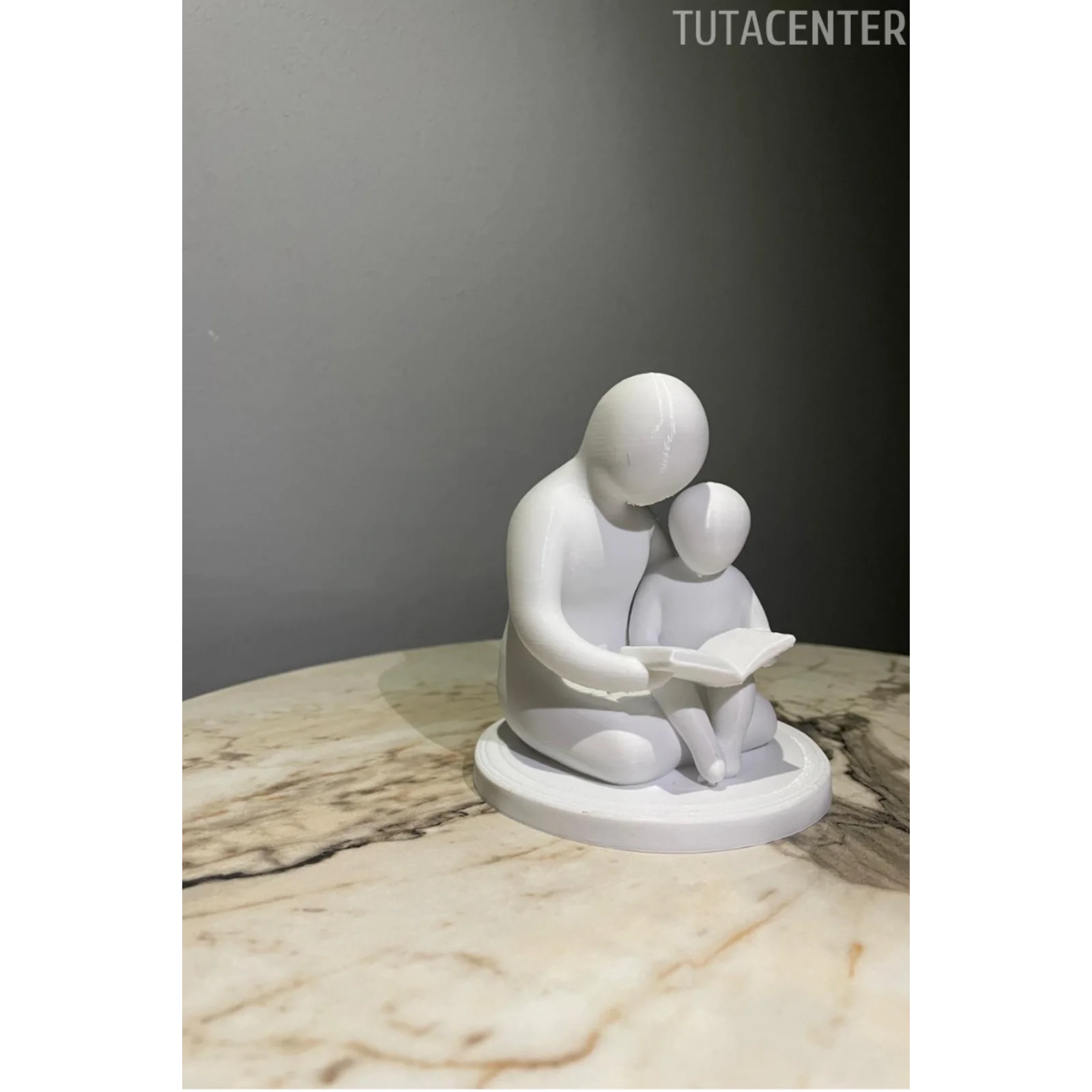 Baba Ve Çocuk Birlikte Kitap Okumak Dekoratif Biblo Baba Sevgisi Figür